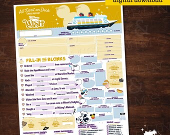 Disney Wish All "Ears" on Deck Report | Printable Cruise Report | Disney Cruise Checklist | Cruise Memory Page