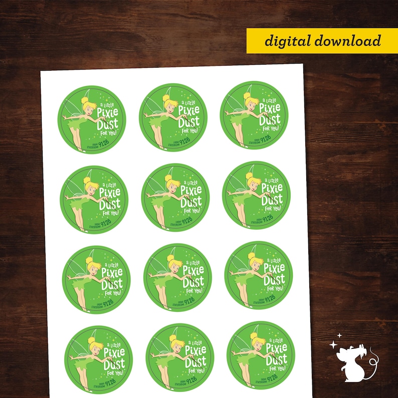 Pixie Dust Sticker Examples Tinker Bell Pixie Dust Printable Stickers | Pixie Dust Gift Tag ...