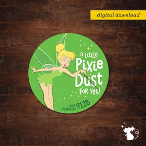 May include: A round green graphic featuring Tinkerbell with the text "a little Pixie Dust For You!" and "From Stateroom 9128". The image has a yellow "digital download" banner.