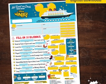 Disney Wonder All "Ears" on Deck Report | Printable Cruise Report | Disney Cruise Checklist | Cruise Memory Page
