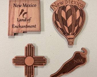 New Mexico Themed Wooden Fridge Magnets
