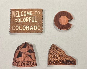Colorado Themed Wooden Fridge Magnets Welcome to Colorful Colorado