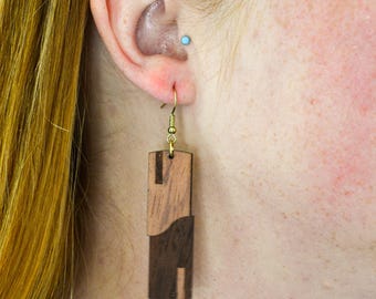 Modern Wooden Laser-Cut Earrings (Yin Yang)