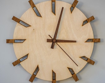 Modern Wooden Laser-Cut Clock
