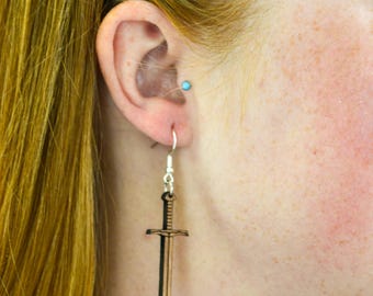 Wooden Sword & Shield Earrings, Necklace