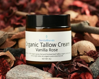 Organic Beef Tallow Cream for Face and Body, Grass-fed and finished beef tallow.