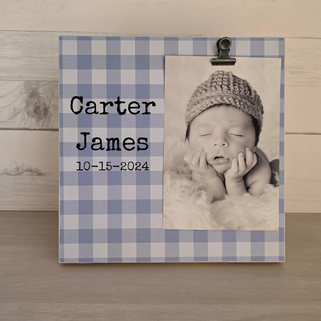 New Baby Picture Frame, Personalized Clip Frame, Custom Frame With Baby ...