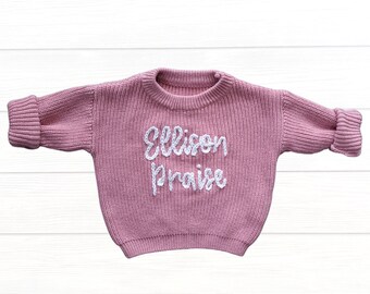 Coming Home Sweater, Baby Name Sweater, Newborn Sweater, Custom Hand Embroidered, Personalized Baby Clothes