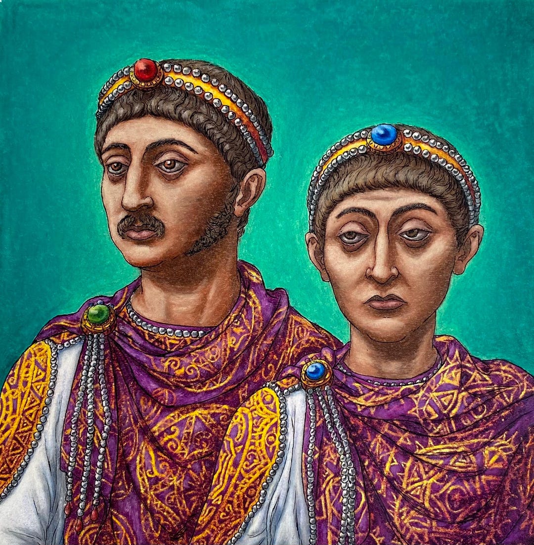Honorius and Arcadius, Brother Roman Emperors (portrait Miniature) - Etsy