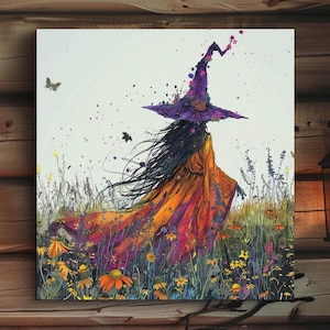 Whimsical Witch Framed Wall Art, Witchy Wiccan Halloween Decor, Whimsical Witch Print, Enchanting Witches, Witches Coven Art, Witch Painting