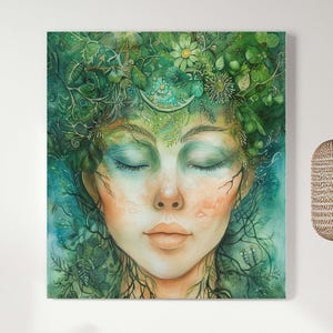 Mother Nature Canvas, Earth Art, Forest Spirit, Mother Earth, Nature Spirit, Pagan Art, Tree Of Life, Nature Goddess, Woman In Nature