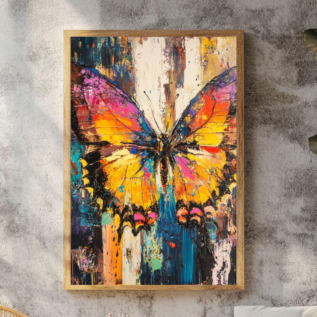 Colorful Butterfly Wooden Canvas Wall Art, Abstract Insect Painting ...