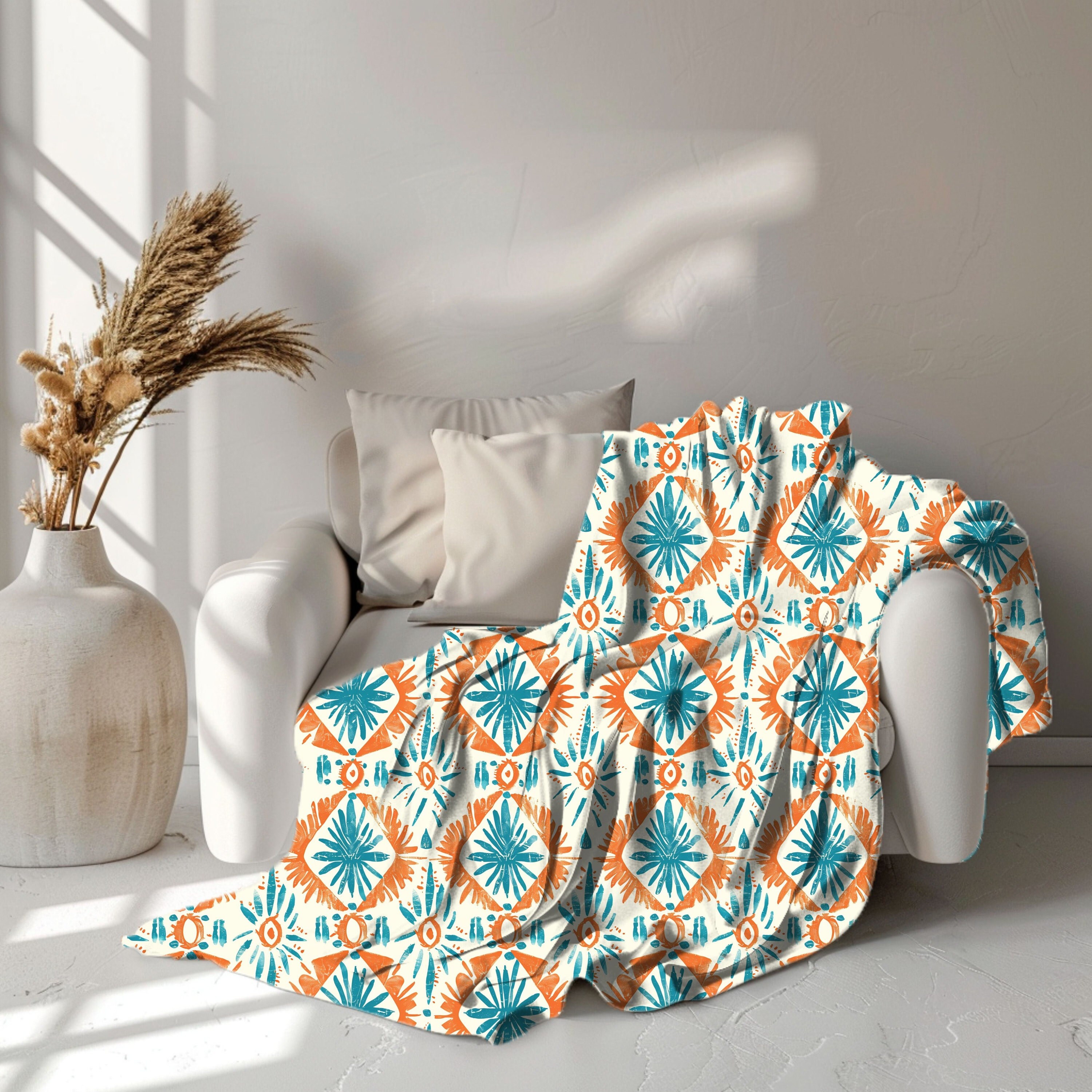 Orange and teal throw blanket best sale