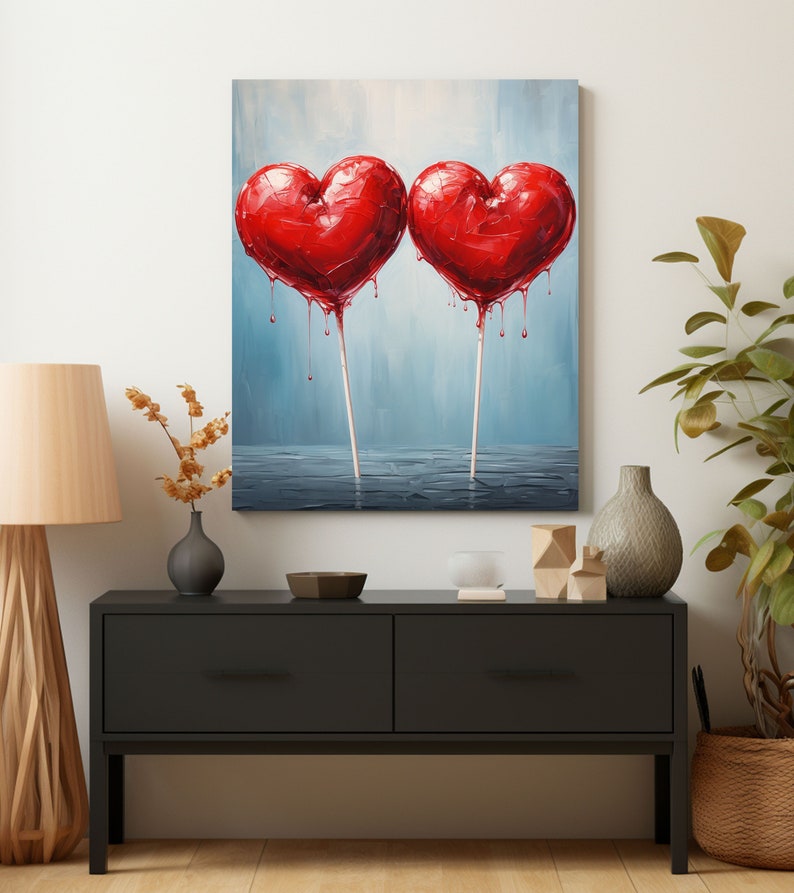 Heart Lollipop Valentine Wall Art, Valentine's Day Home Decor, Romantic
