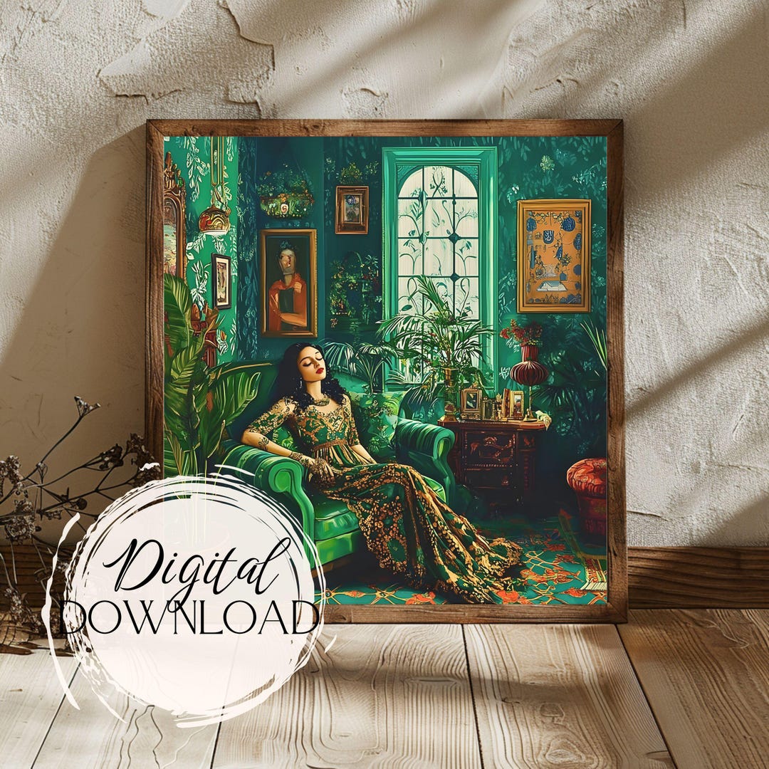 Vintage Maximalist Wall Art, Apartment Poster, Woman Illustration ...
