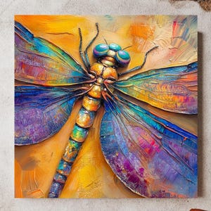 Dragonfly Framed Wall Art Canvas, Framed Dragonfly Canvas, Nature Inspired Decor, Insect Wall Art, Botanical Home Decor, Garden-Inspired Art