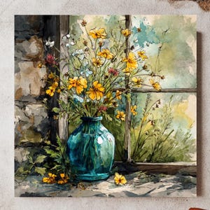 Wildflowers Farmhouse Wall Art, Framed Floral Canvas, Botanical Wall Decor, Rustic Flower Art, Country Home Decor, Botanical Floral Decor