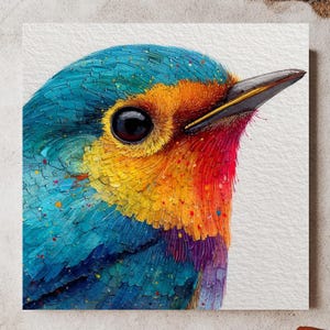 Bunter Vogel Wandkunst, gerahmte Vogel Leinwand, tropischer Vogel Druck, Wildtier Druck, Natur Wandkunst, Wildtier Wanddekor, Exotisches Vogel Dekor