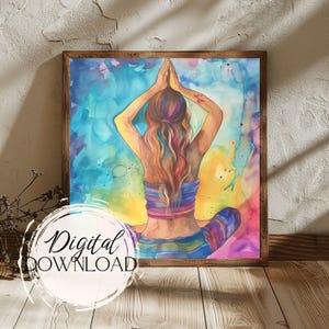 Yoga Wall Art, stampa digitale da parete spirituale con energia, regali per gli amanti dello yoga, arte yoga, stampa da parete con meditazione