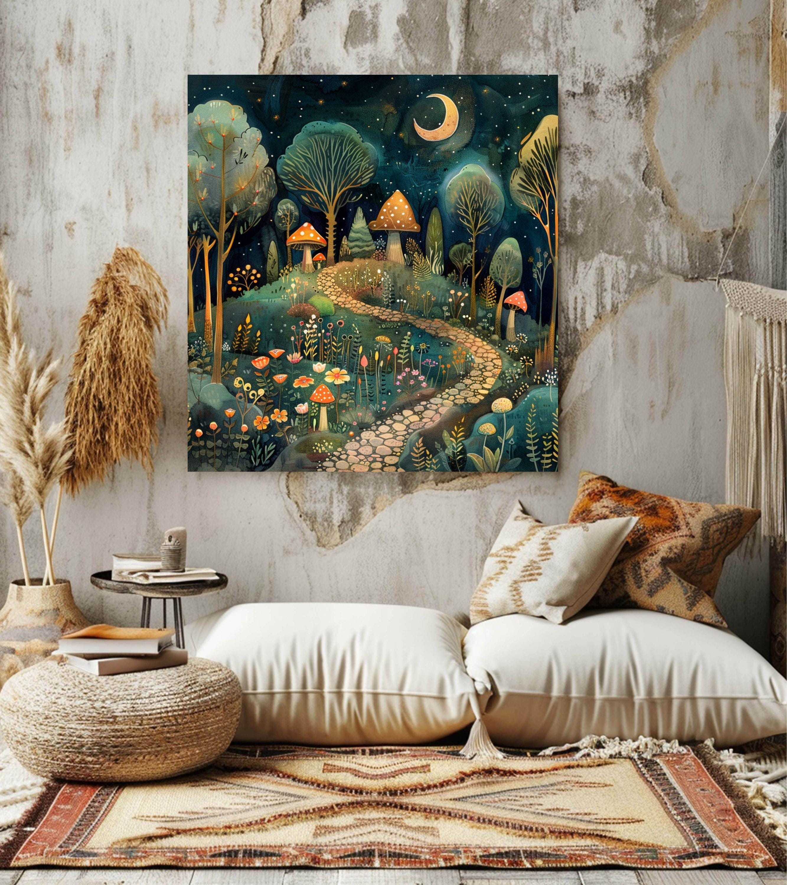 Enchanted Forest Whimsical Woodland Canvas Framed Wall Art, Magical ...