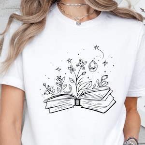 Bücher Blumen Shirt, Frauenbuch Shirt, Buch Blumen Shirt, Bücherwurm T-Shirt, Buch-Liebhaber-Shirt, Lese-Hemd, Geschenk für Leseratten, Buch-Hemd