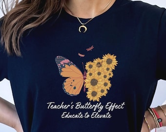 Schmetterling Sonnenblume Lehrer-T-Shirt: Schmetterlings-Effekt-Design