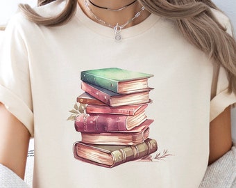 Camiseta vintage de pila de libros: un regalo literario para los lectores