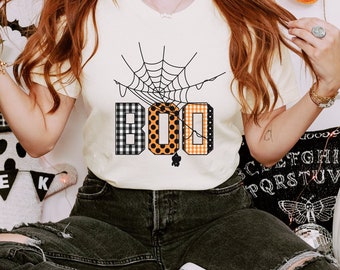 Boo Spinnennetz Halloween T-Shirt: Frauen T-Shirt
