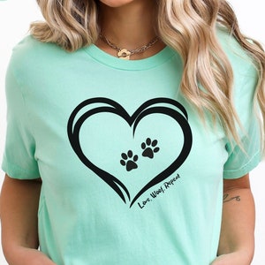 Love Woof Repeat T-Shirt, Dog Heart Paw Shirt, Paw Love Shirt, Paw Dog Shirt, Dog Lover Shirt, Paw Print Shirt, Paw Heart Shirt, Dog Mom Tee