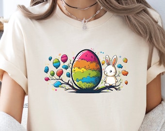 イースターエッグツリーTシャツ：ウサギ好きへのギフトシャツ