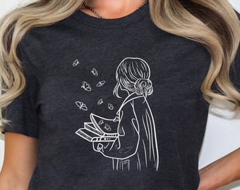 Butterfly Books T-shirt: Bokinspirerad läströja för kvinnor