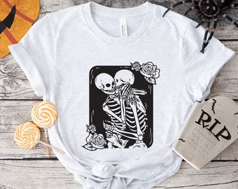 Skeleton Couple T-Shirt, Gothic Romance Halloween Shirt