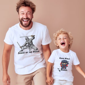Personalized Ninja Father&#39;s Day Matching Shirts: Custom Dad & Son Tees
