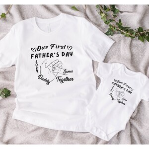 Our First Fathers Day Shirt, Daddy And Son Matching Shirt, Personalized Dad Shirt With Kids Names, Happy Father&#39;s Day, First Time Daddy Gift