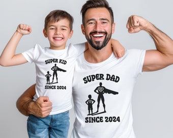 Super Dad & Kid Matching Shirt Set, Personalized Father's Day Gift