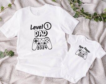 Level 1 Dad Shirt: Matching Gamer Father & Son T-Shirt