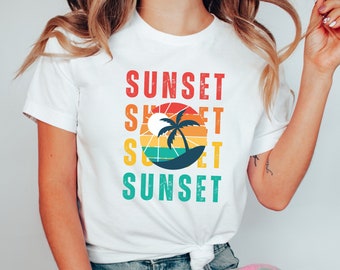 Sunset Shirt, Beach Sunset Shirt, Summer Vibes Shirt, Tropical Shirt, Palm Tree Shirt, Summertime Shirt, Beach Shirt, Summer Vacation Shirt