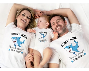 Shark Family Matching Shirts: Mommy, Daddy, Baby Shark Cotton Tees