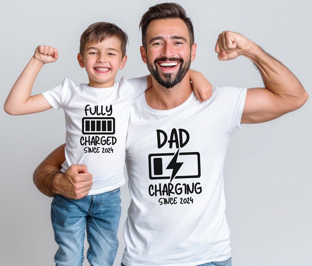 Dad Charging Low Battery Shirt, Matching Daddy Son Shirts, Father and ...
