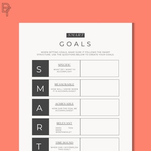 Smart Goals: Goal Setting Tool, Productivity Enhancing, Mindset, Lifestyle Tool, College Gifts, Student Gifts