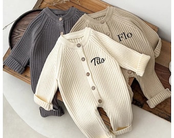 Mono de bebé de punto personalizado, mono de algodón con nombre personalizado