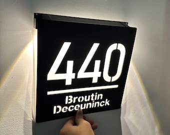 Letrero solar personalizado con número de casa, puerta con luz LED exterior recortada, marcador de dirección luminoso automático, decoración para el hogar resistente al agua y de fácil instalación