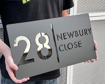 Letrero de número de casa acrílico moderno personalizado, placa de dirección personalizada
