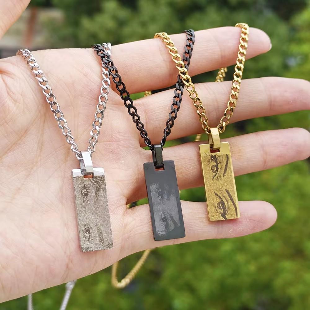 Collana Personalizzata Con Occhi Incisi - Gioiello In Acciaio Inox Per Coppie - Regalo Anniversario Unico