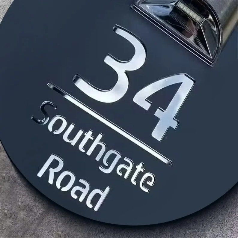 Custom Solar Address Sign With LED Light, Personalized House Number ...