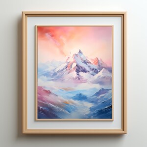 Printable Landscape Oil Painting, Classic Wall Art, Snowy Mountain Home Decor, Trendy Wall Decor, Landscape Art Print, Digital Download Art