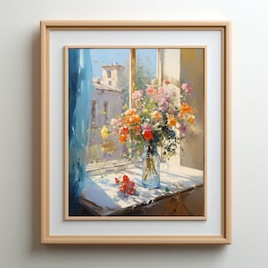 Printable Vintage Flower Oil Painting, Classic Home Decor, Vintage Wall Art, Wall Decor, Instant Digital Download Art for Home & Office