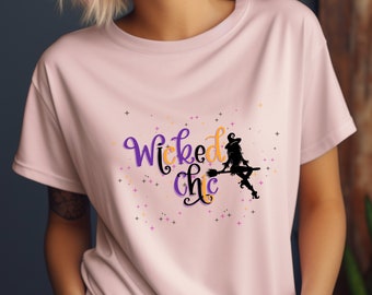 Halloween wicked chic t-shirt, witchy tshirt, Pink witch, wicked witch tshirt