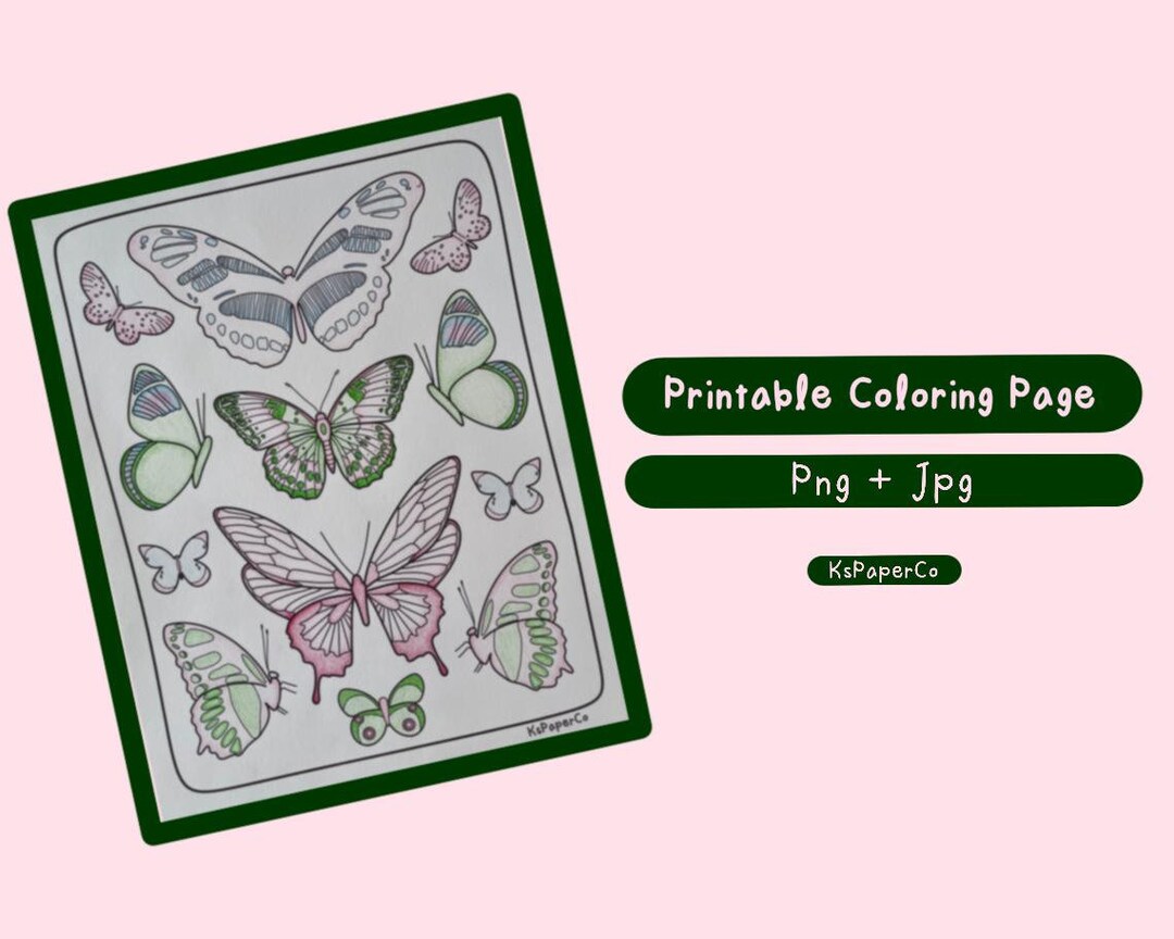 Butterfly Collage Coloring Page | Kspaperco - Etsy