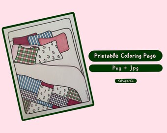 Bed and Quilt Coloring Page | KsPaperCo